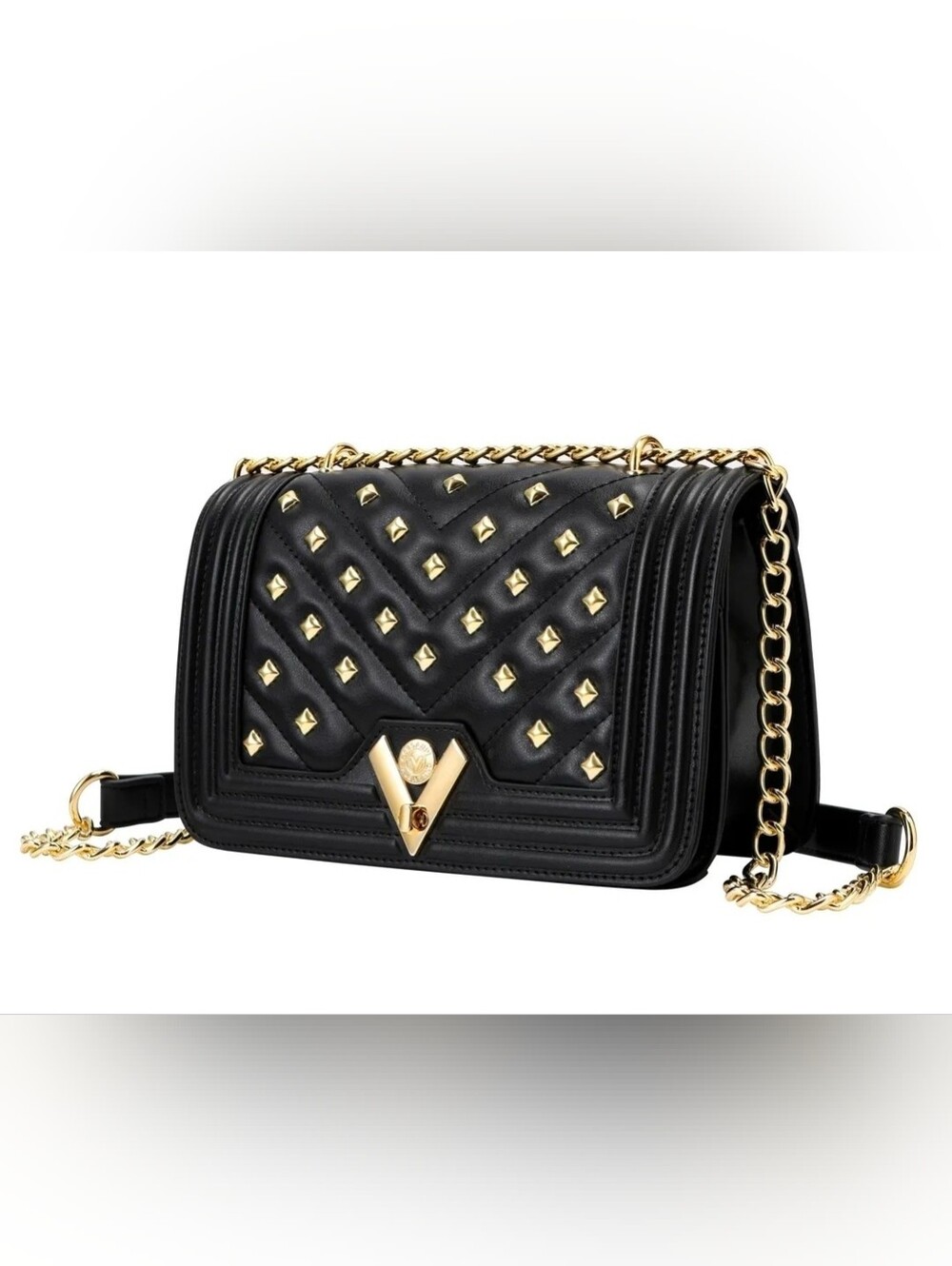 NWT Black Valentino Orlandi Quilted And Studded Crossbody Bag Purse